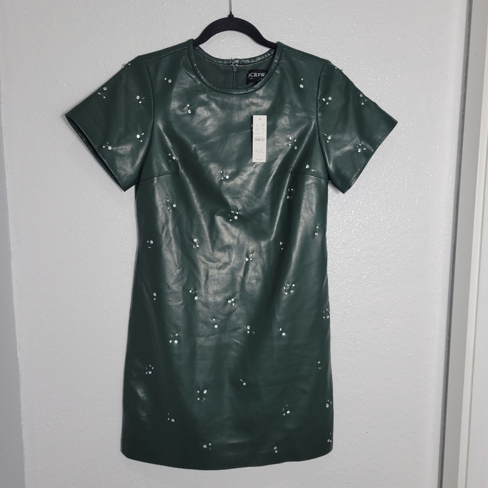 J Crew Collection mini dress in embellished faux leather NWT 4 CD373 - Picture 5 of 13